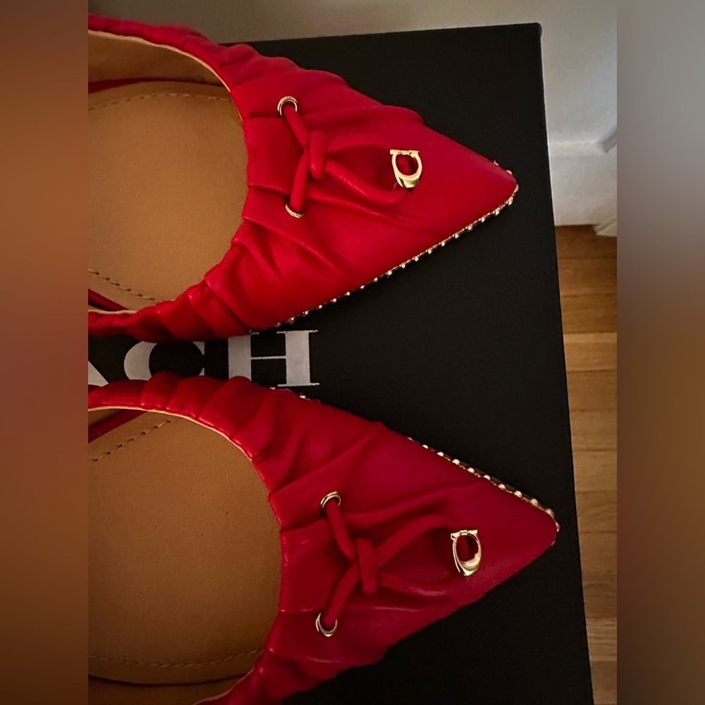 Coach Wionna size 8.5 red leather sling back pumps—excellent condition! - Picture 6 of 11